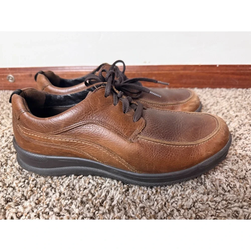 SAS Men Brown Leather Walking Shoes S-Motion Technology Made in USA 10 M